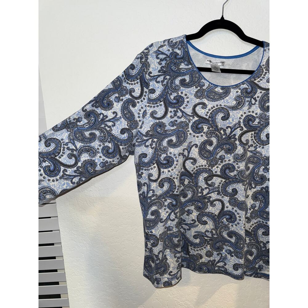 Rebecca Malone Paisley Swing Top Blue Gray 3X EUC - Picture 5 of 7